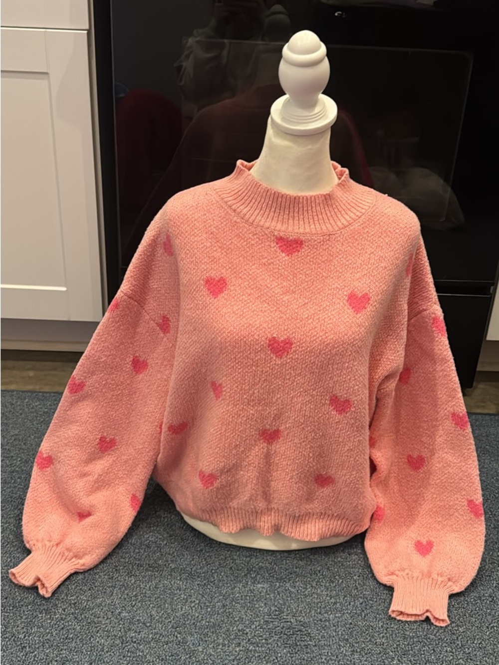 Pink Heart Pattern Women's Sweater - Soft Knit